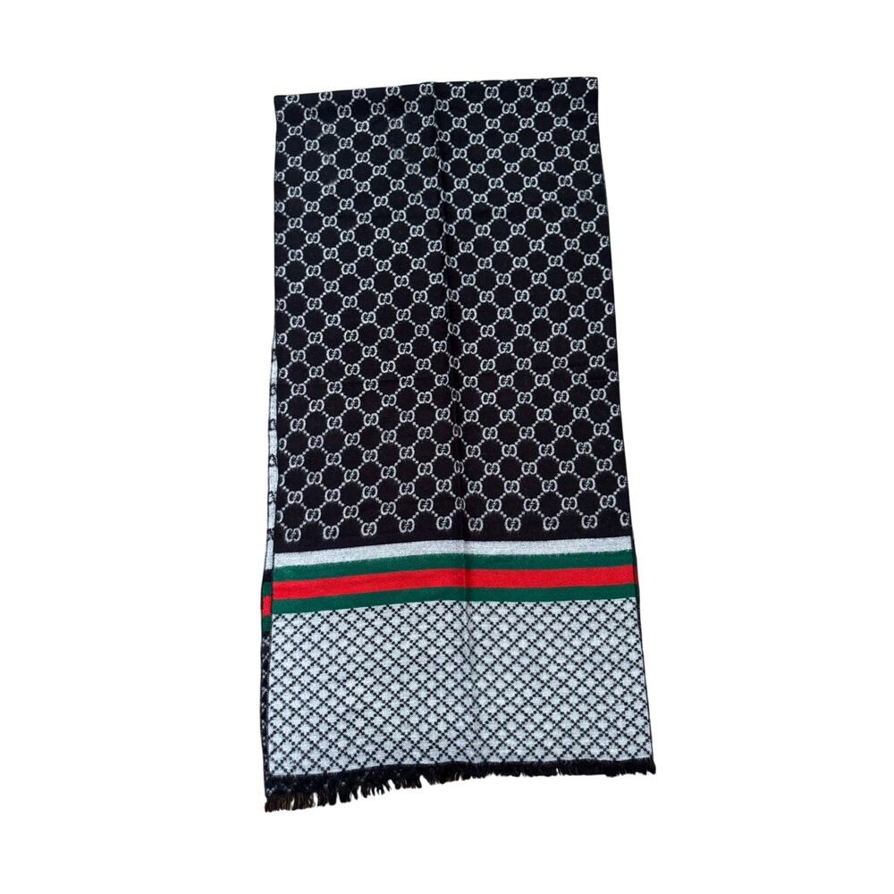 Black White Red Green Stripes NWOT Scarf